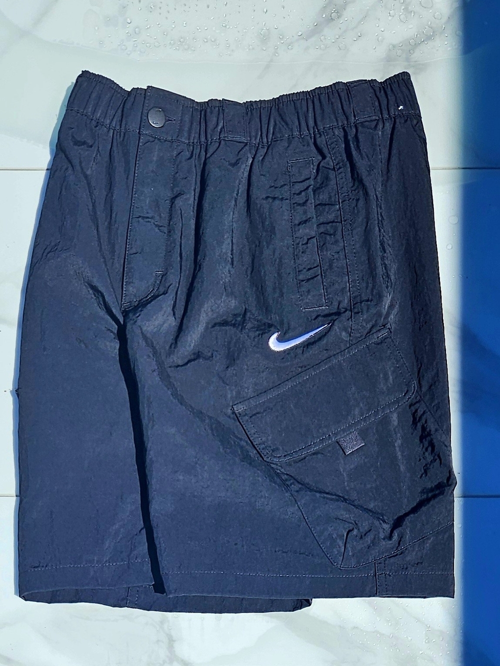 Nike Black Boys' Athletic Cargo Shorts with White Swoosh
